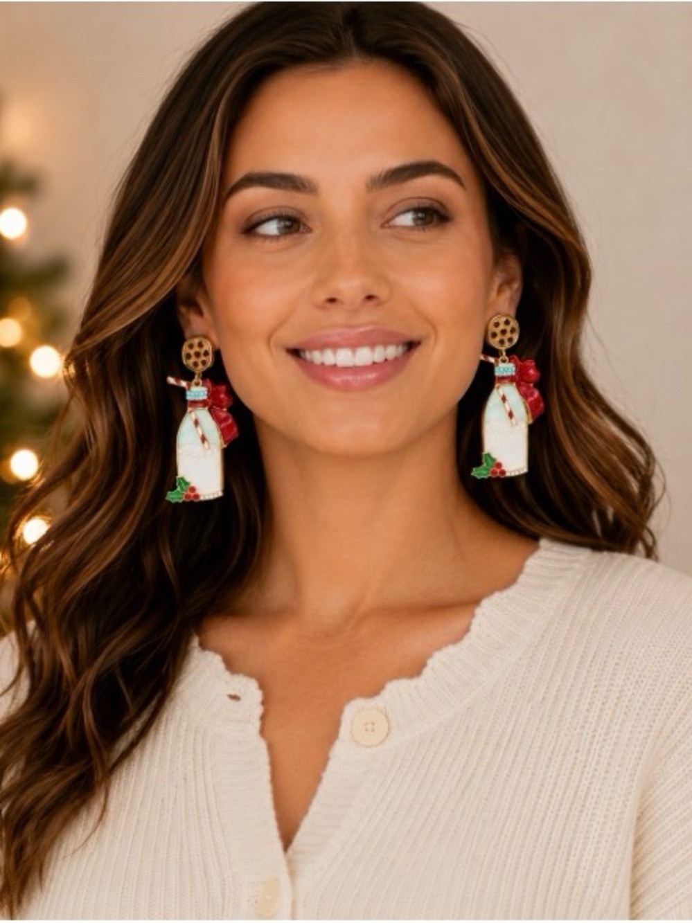 Festive Milk & Cookie Drop Earrings